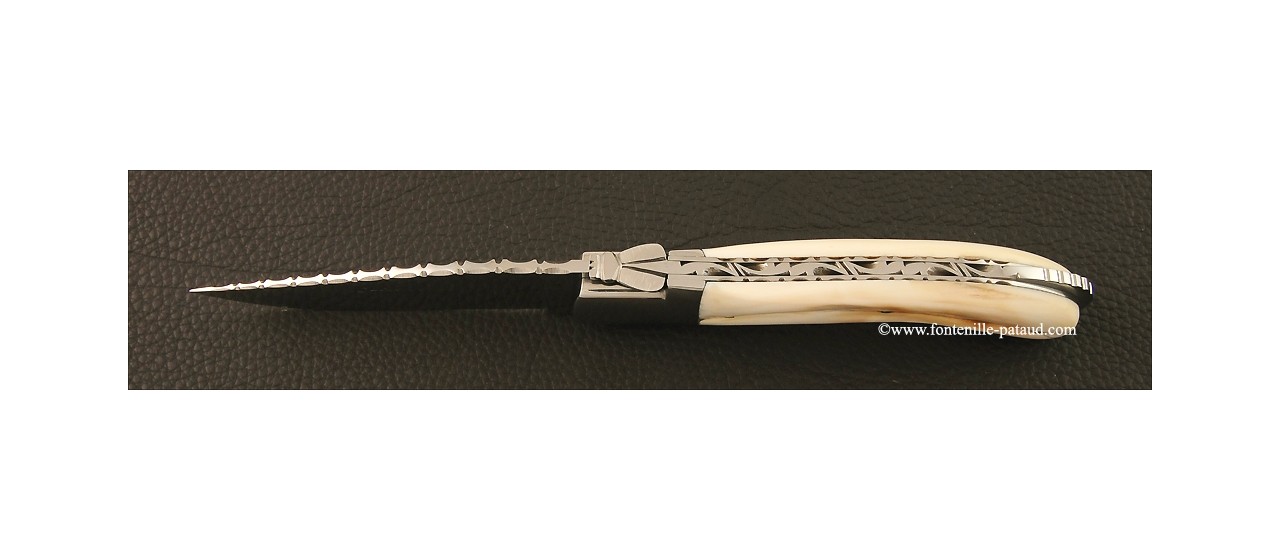 Laguiole Sport knife guilloché warthog ivory