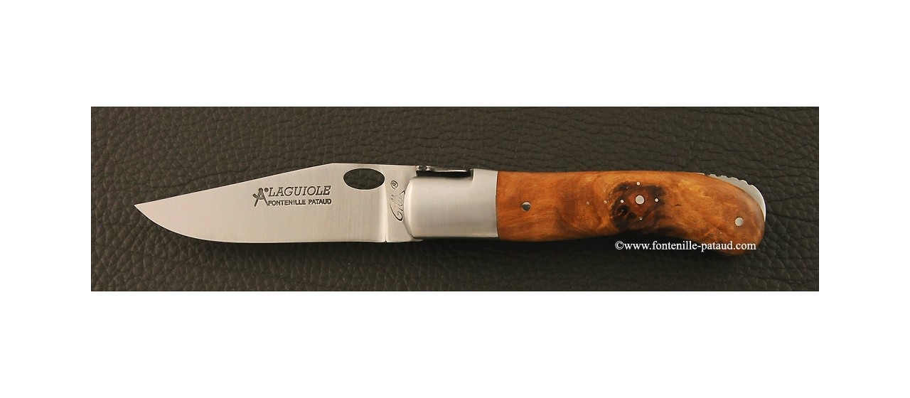 Laguiole Knife Gentleman Single Hand Opening Range Stabilized Poplar burl