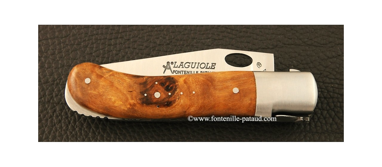 Laguiole Knife Gentleman Single Hand Opening Range Stabilized Poplar burl
