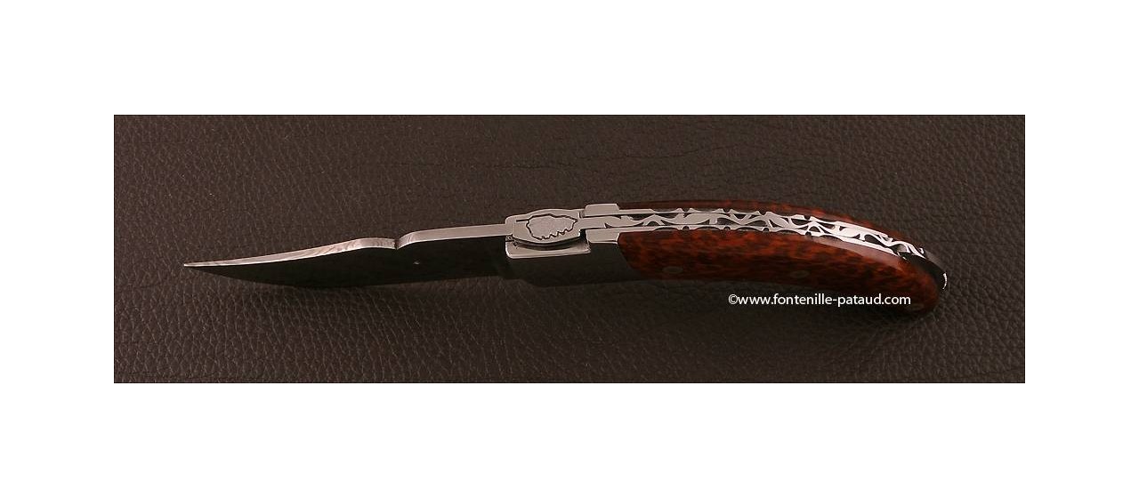 Corsican Rondinara knife "guilloché" damascus range Amourette