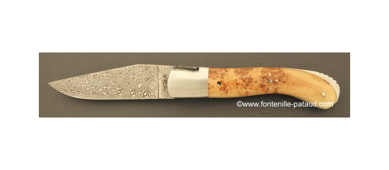 Laguiole Knife Sport Damascus Range Juniper Burl