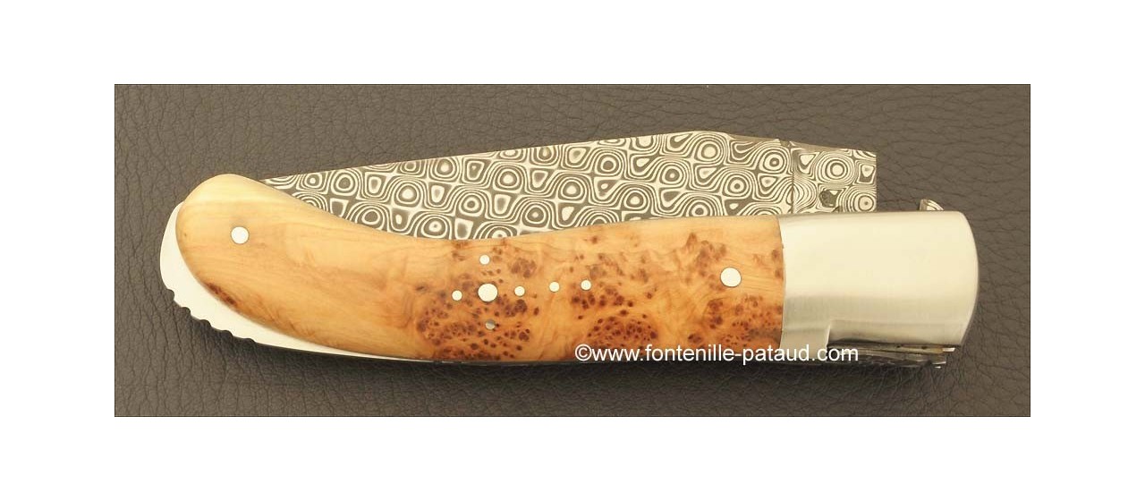 Laguiole Knife Sport Damascus Range Juniper Burl