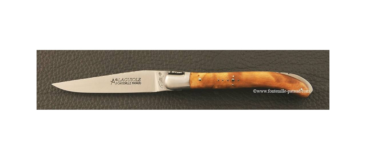 Laguiole Knife XS Guilloche Range Stabilized poplar burl