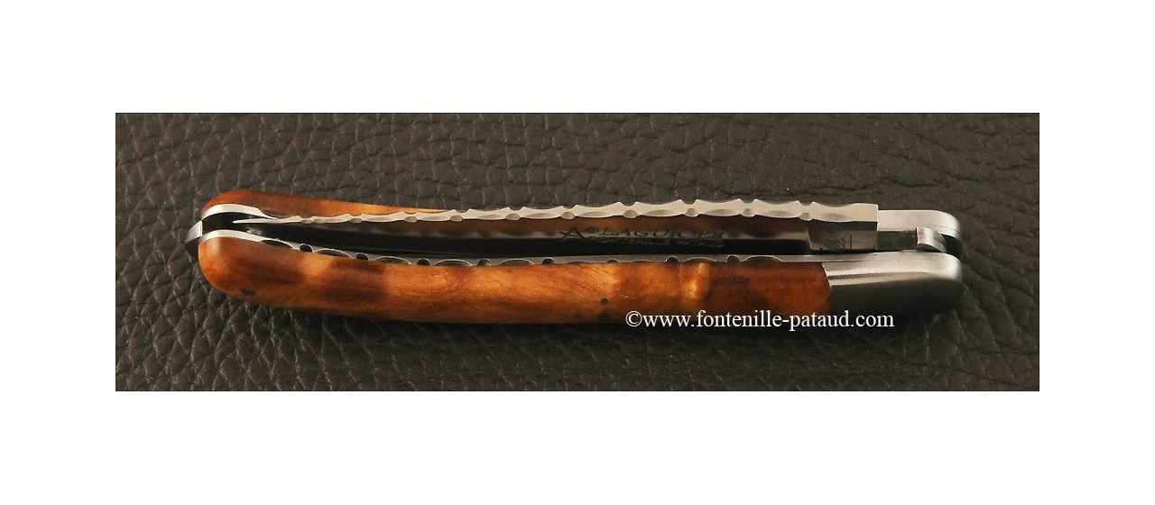 Couteau Laguiole XS Guilloche Loupe de peuplier stabilisée