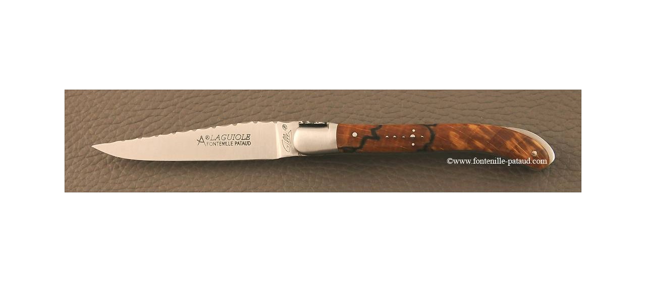 Laguiole Knife XS Guilloche Range stabilized beech