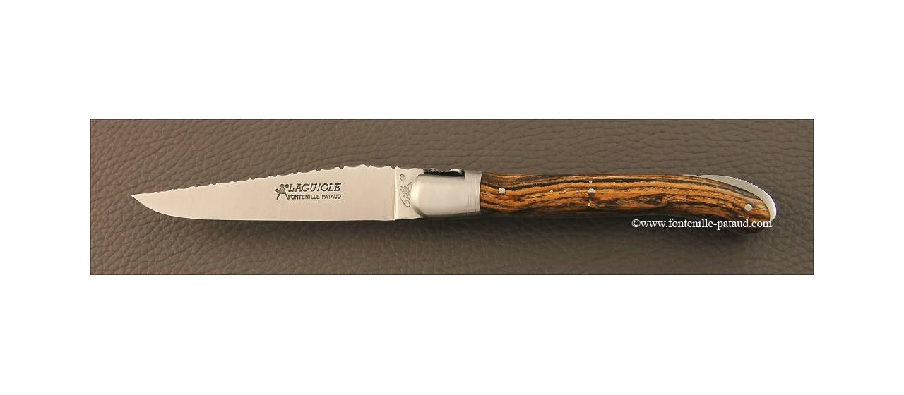 French Laguiole nature knife guilloché bocote