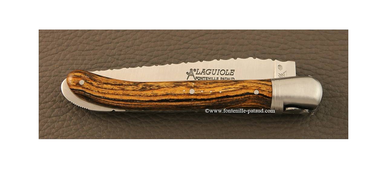 French Laguiole nature knife guilloché bocote