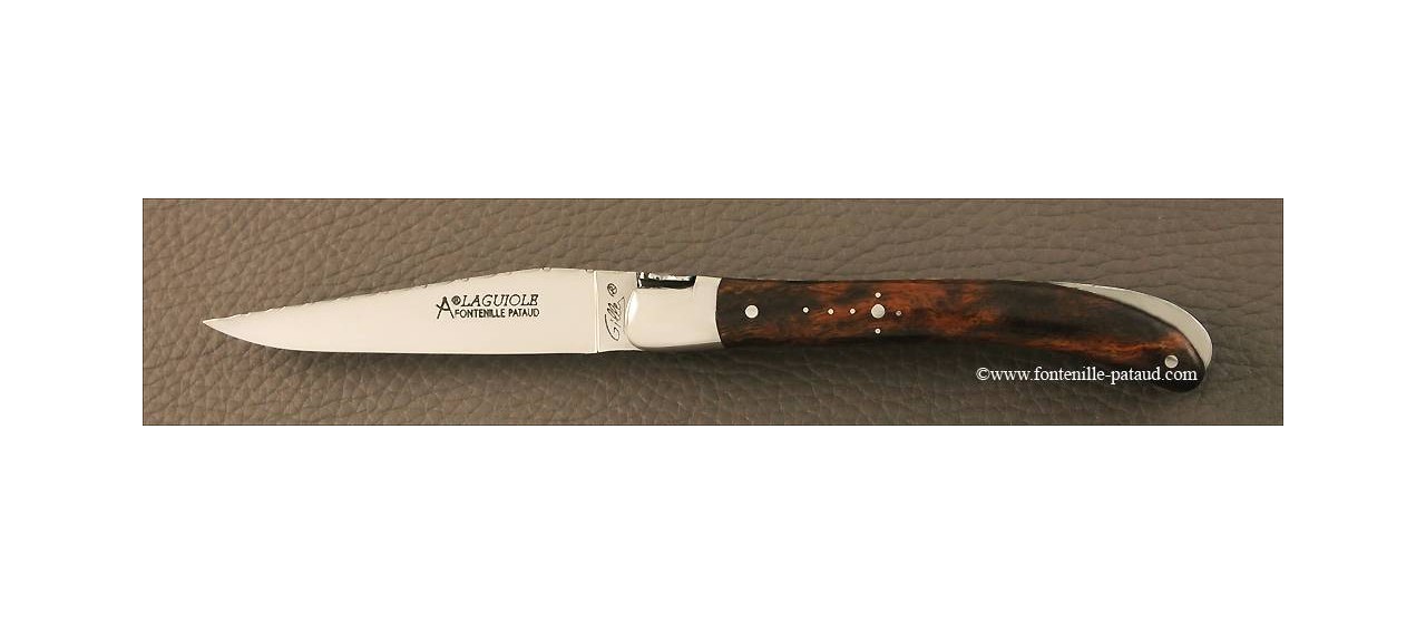 French laguiole knife guilloché le Pocket Arizona Ironwood