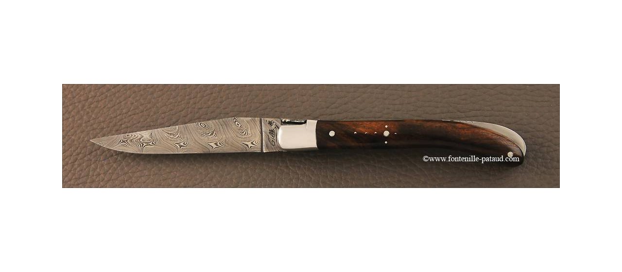 French laguiole knife le pocket damascus Arizona ironwood