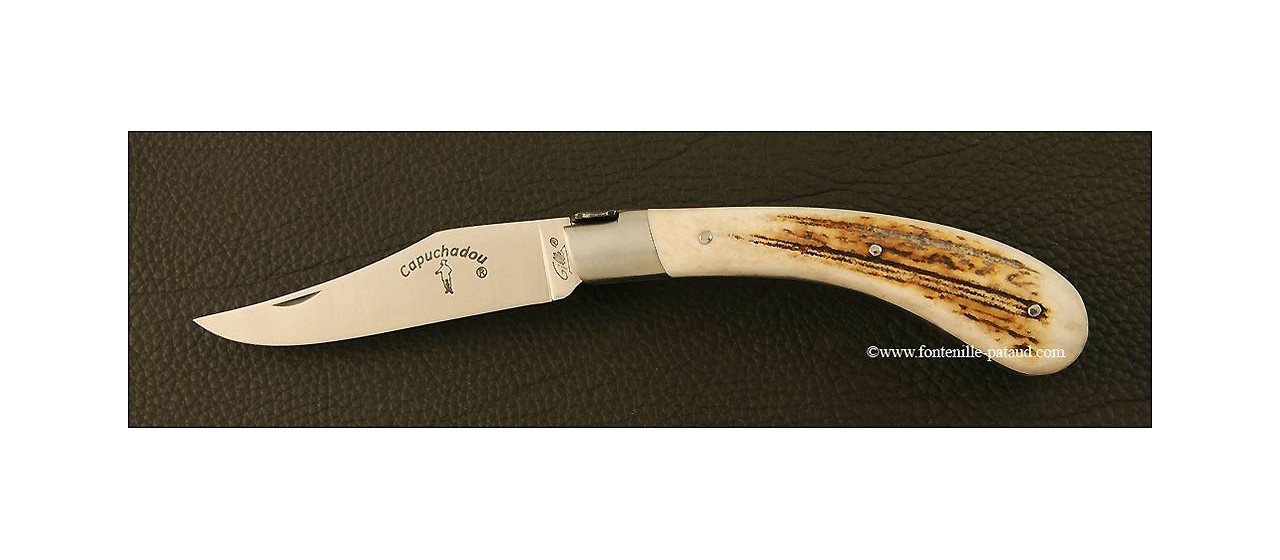 "Le Capuchadou" 12 cm hand made knife, Real stag horn