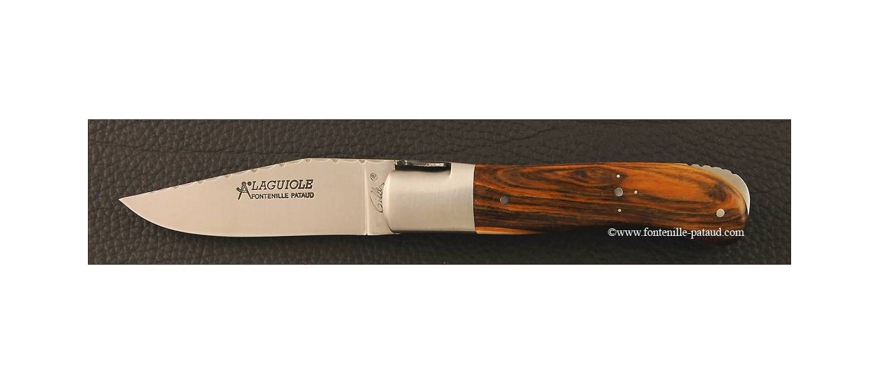 French handmade laguiole gentleman knife guilloché pistachio wood