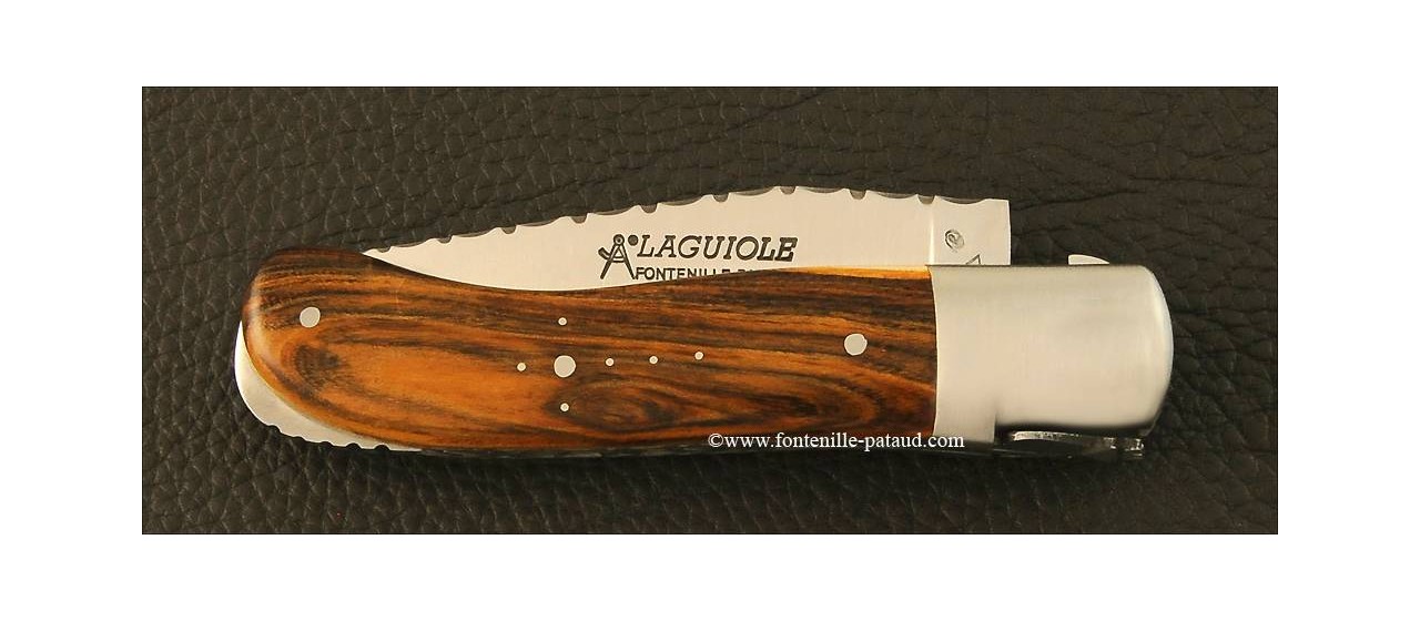 French handmade laguiole gentleman knife guilloché pistachio wood