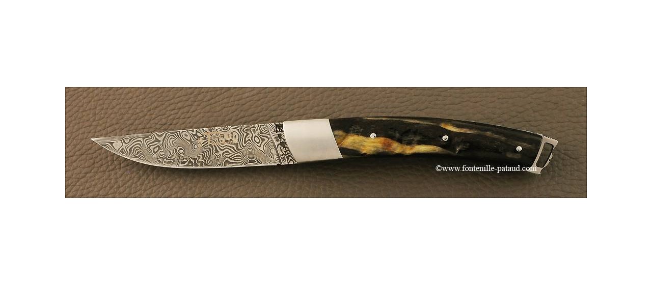 Le Thiers® Nature Damascus dark ram horn