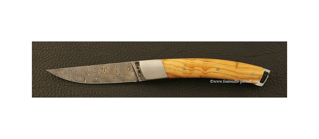 Le Thiers® Nature Damascus Oliviewood knife