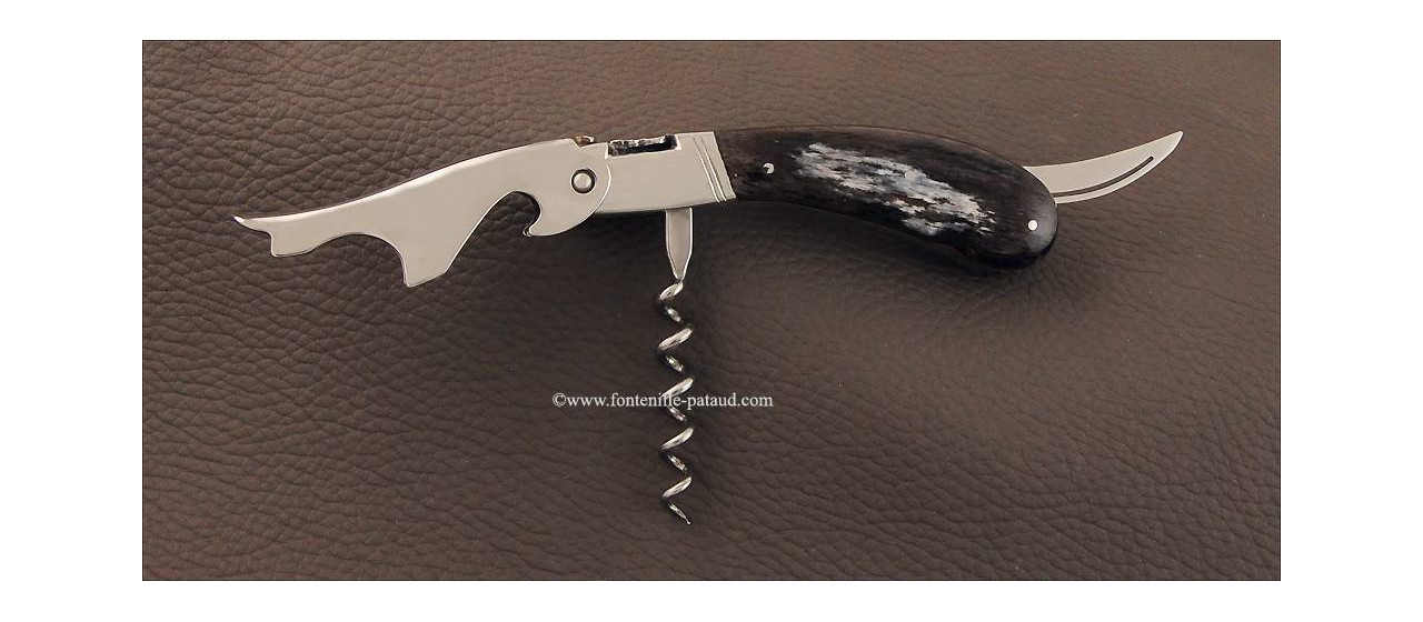 Laguiole Magnum corkscrew black giraffe bone