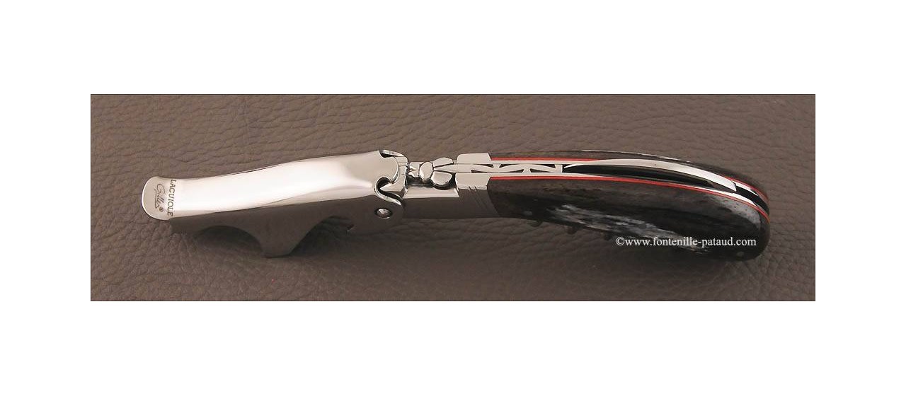 Laguiole Magnum corkscrew black giraffe bone