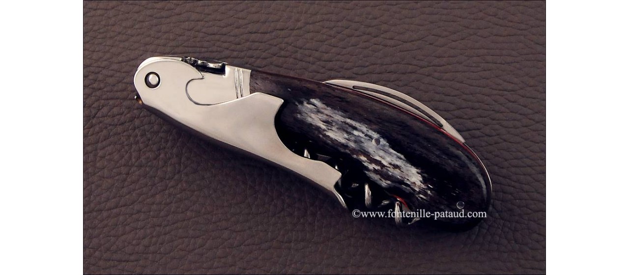 Laguiole Magnum corkscrew black giraffe bone