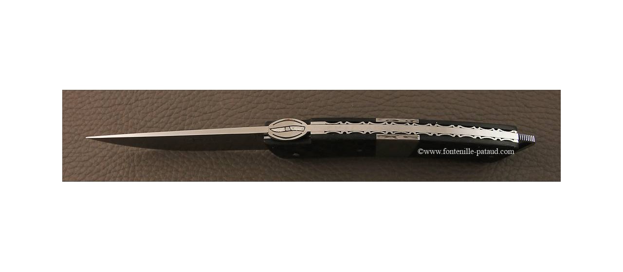 Le Thiers® Gentleman knife carbon fiber & damascus central bolster