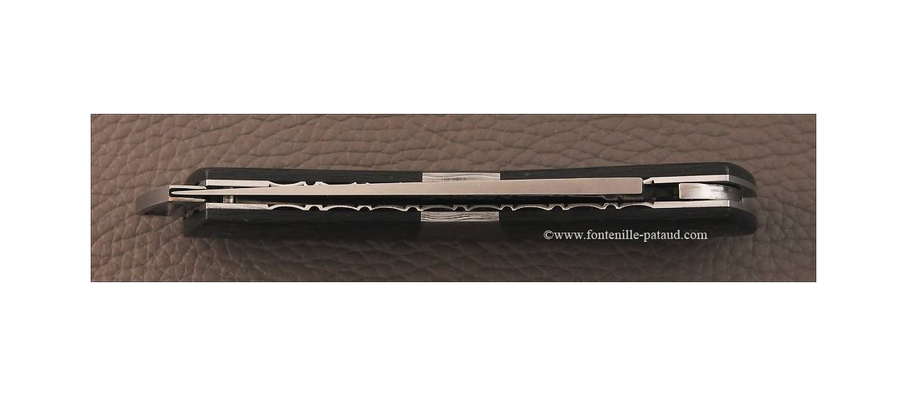 Couteau Le Thiers ® Gentleman fibre de carbone et mitre centrale damas