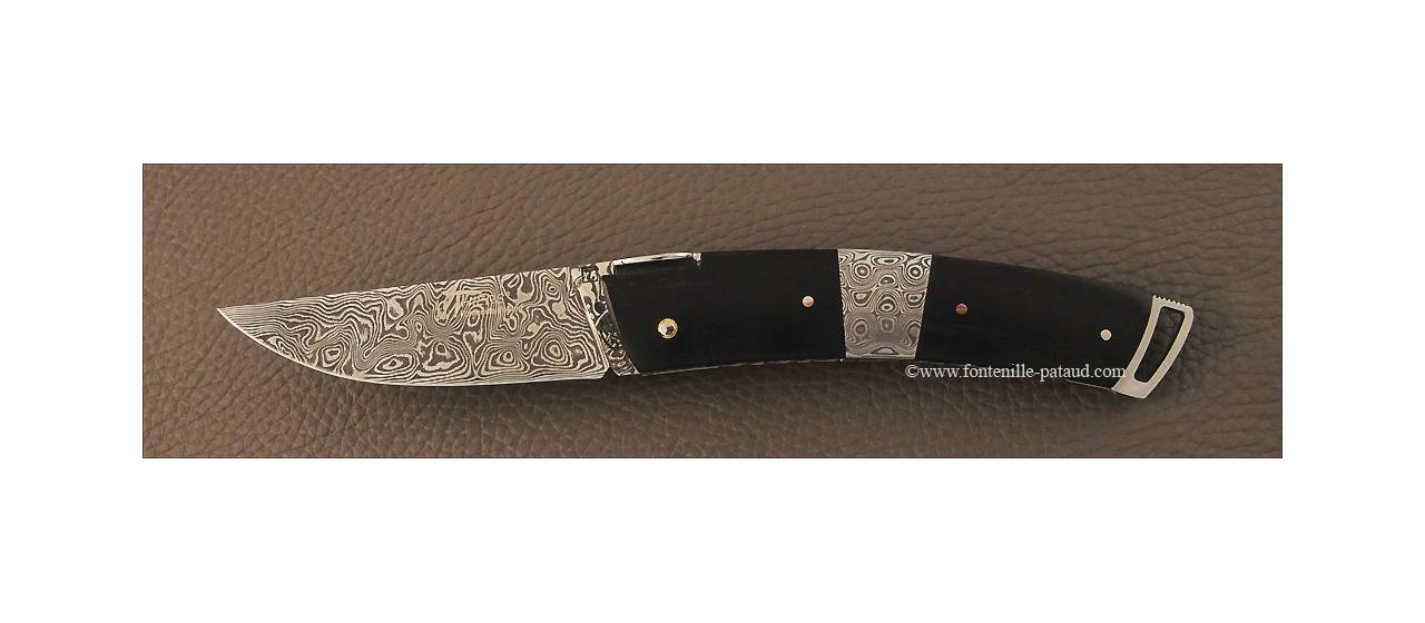 Le Thiers ® Gentleman knife Damascus Central bolster real ebony wood