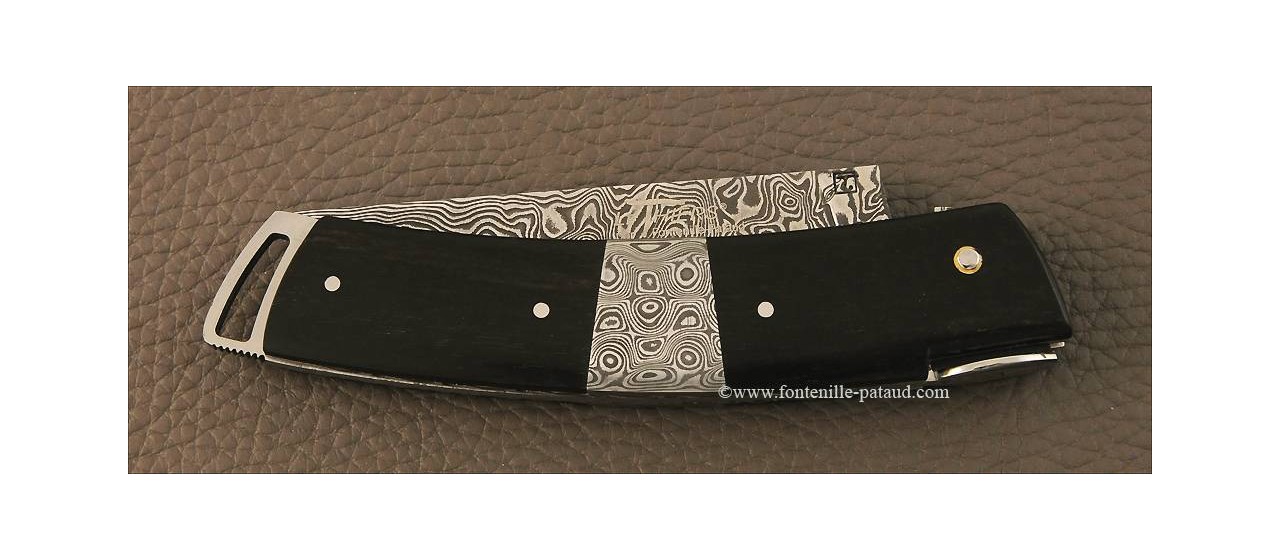 Le Thiers ® Gentleman knife Damascus Central bolster real ebony wood