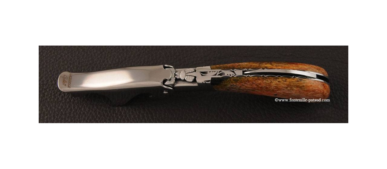 Laguiole Magnum corkscrew guilloché red giraffe bone