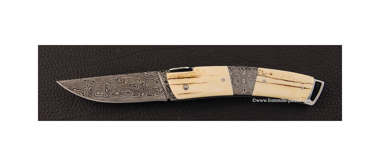 Le Thiers ® Gentleman knife Damascus Central bolster fossilized mammoth