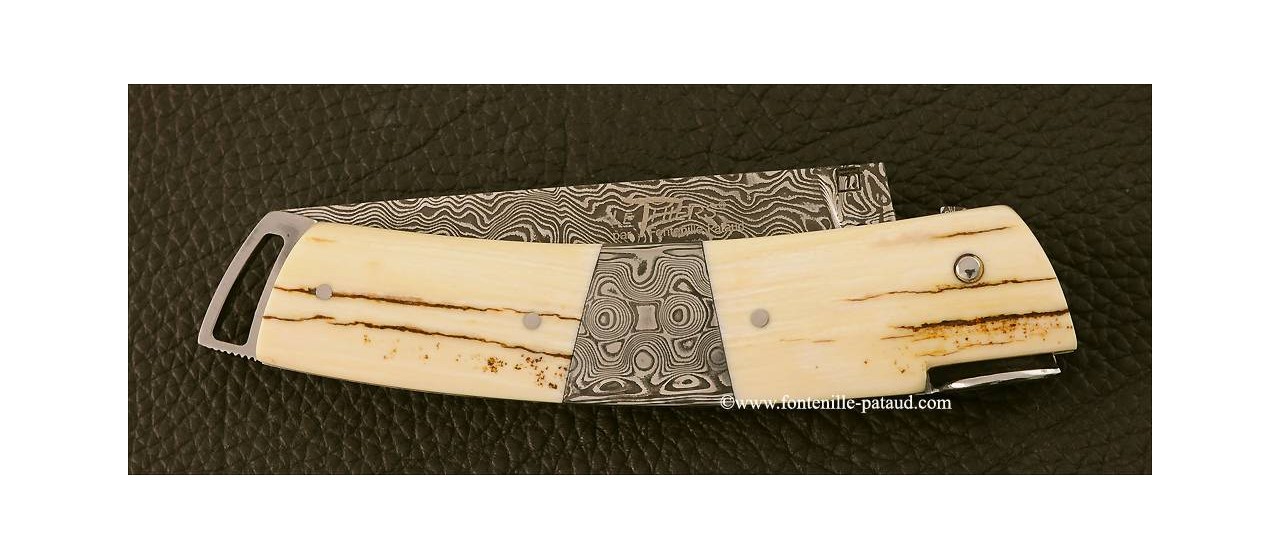 Couteau Le Thiers ® Gentleman Damas Mitre centrale Mammouth fossile