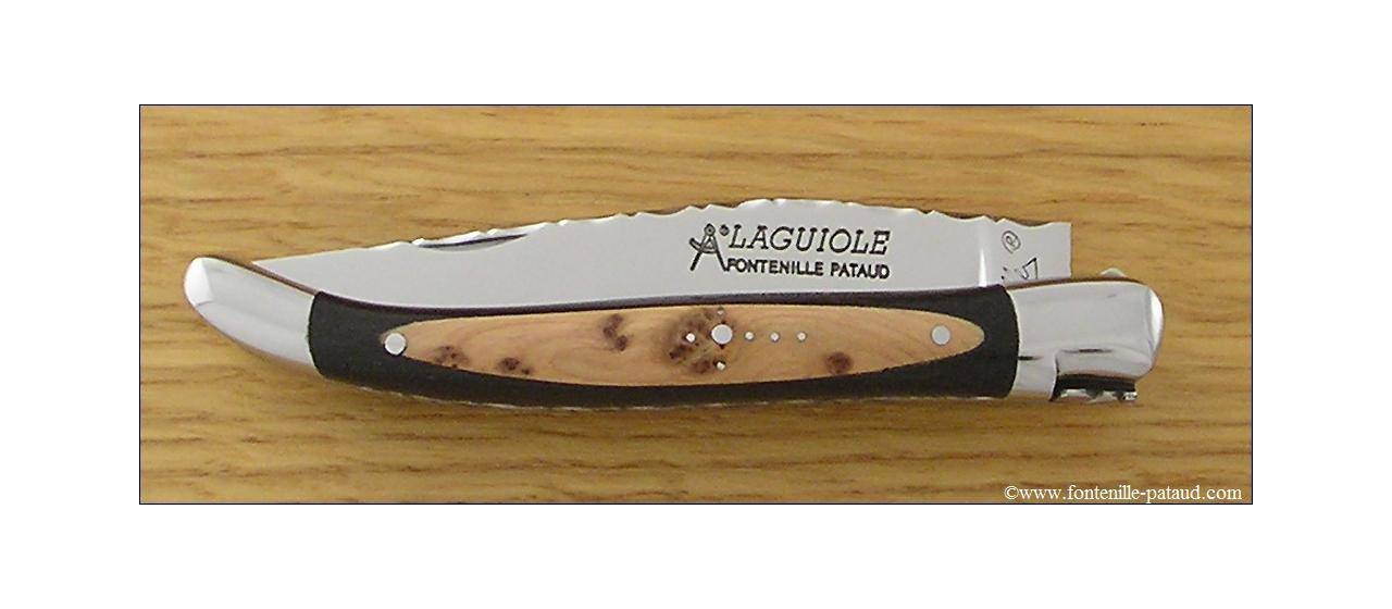 Laguiole Knife Traditional 11 cm Guilloche Range Ebony & Juniper burl