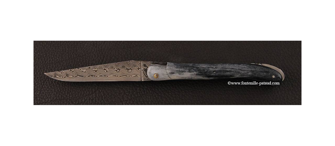 Laguiole knife damascus giraffe bone handle