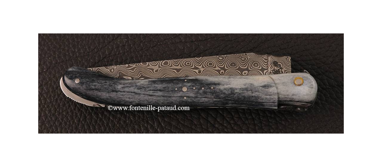 Laguiole knife damascus giraffe bone handle