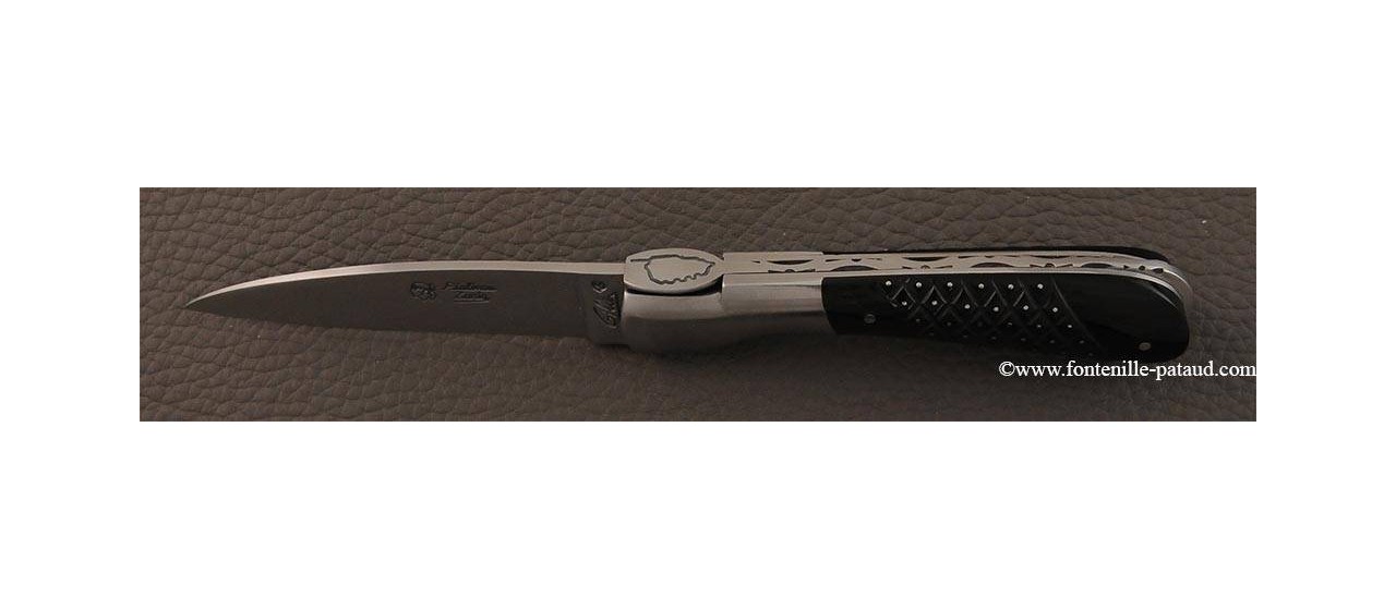 Corsican Pialincu knife Needles Black Buffalo Horn