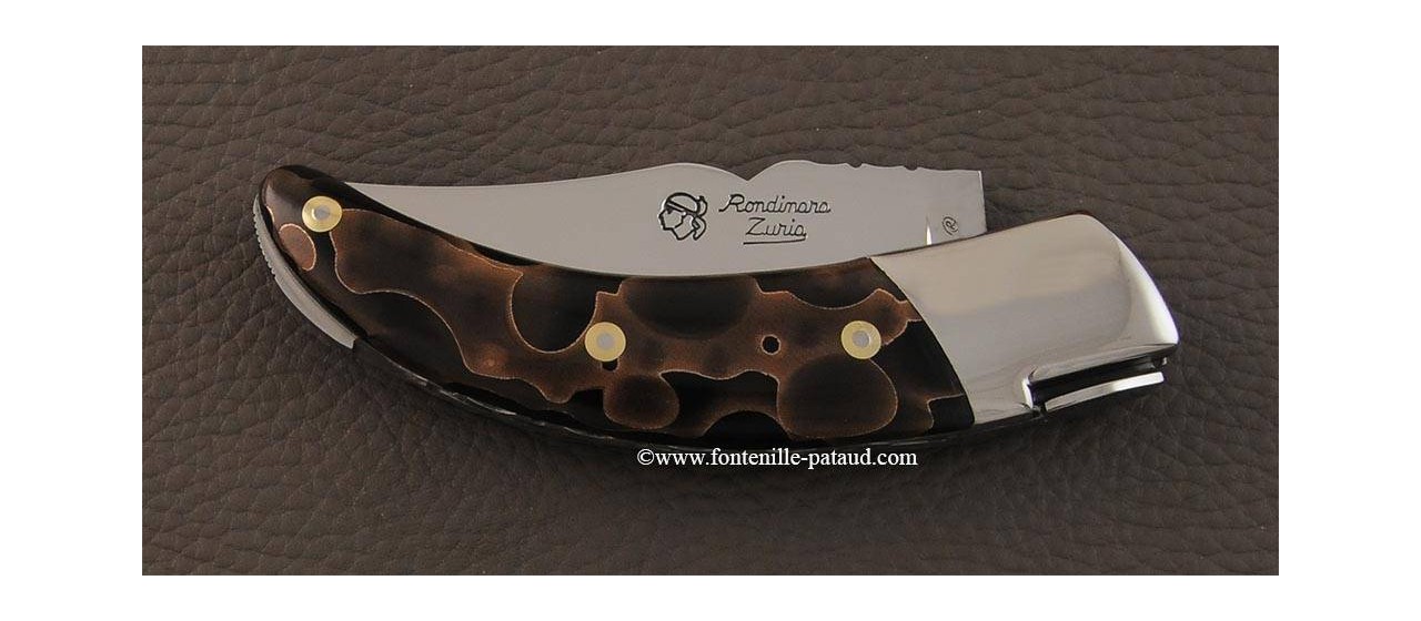 Corsican Rondinara knife guilloché range bronze