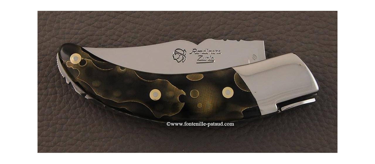 Corsican Rondinara knife guilloché range brass