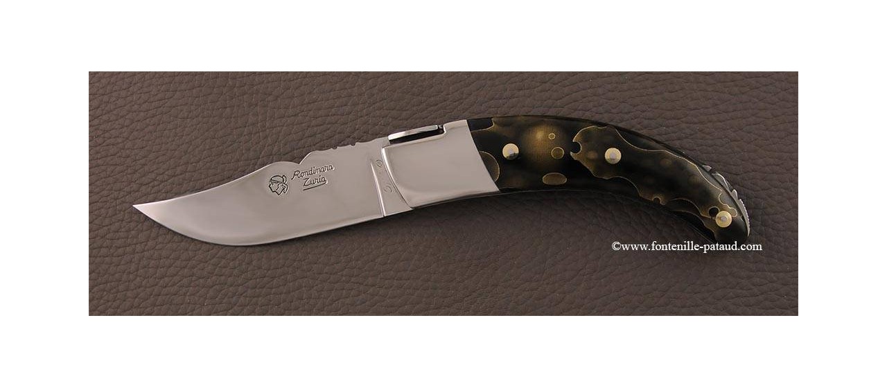 Corsican Rondinara knife guilloché range brass