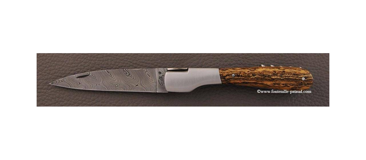 Corsican Vendetta knife Damascus Range with corkscrew Bocote