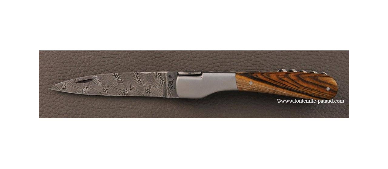 Corsican Vendetta knife Damascus Range with corkscrew Pistachio wood