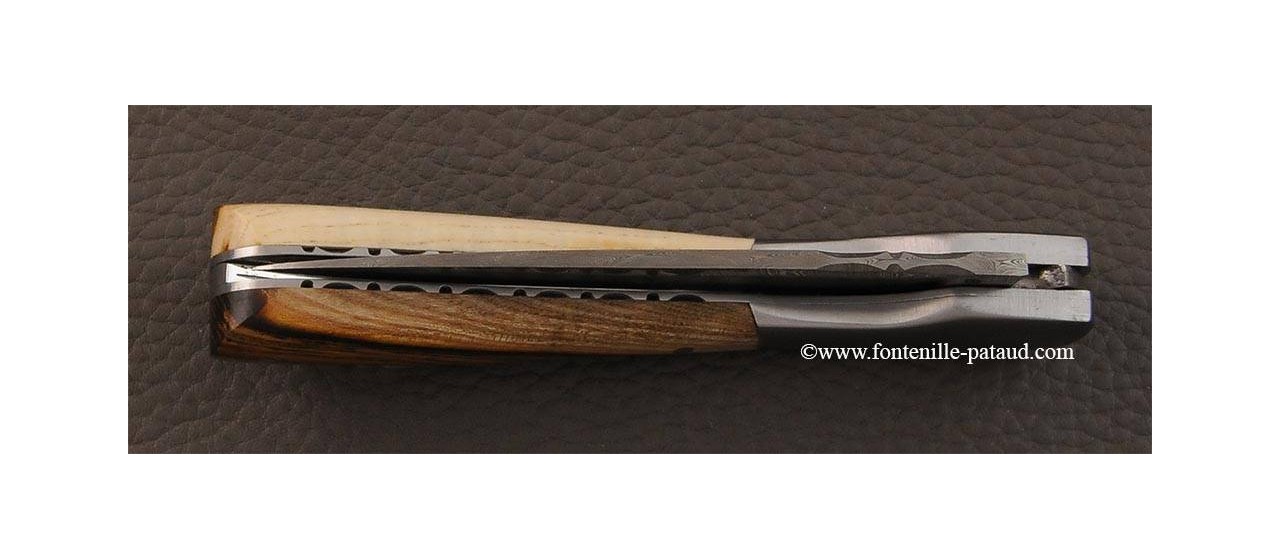 Corsican Vendetta knife Damascus Range with corkscrew Pistachio wood