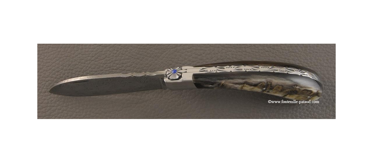 Couteau Le Chamois 12 cm damas Bélier noir
