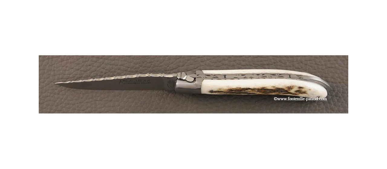Laguiole Knife XS Guilloche Range real stag