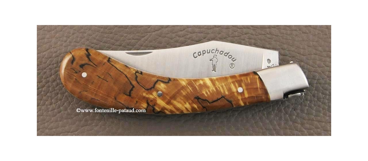 "Le Capuchadou" 12 cm hand made knife, Stabilized beech