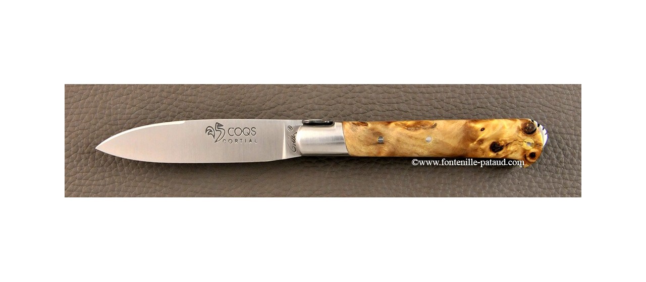 5 Coqs knife classic range Stabilized poplar burl hand made in France