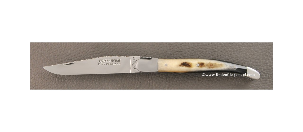Laguiole knife with dark ram horn handle