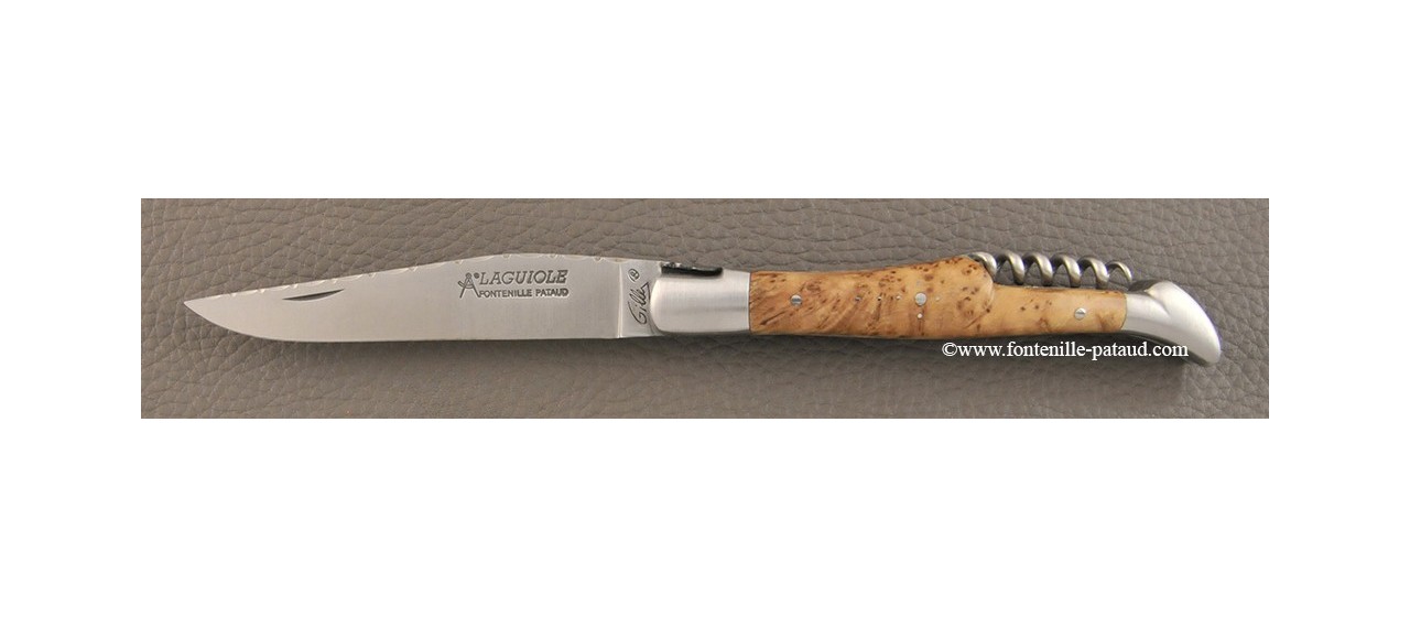 Couteau Laguiole Traditionnel 12 cm Guilloche avec Tire-Bouchon en bois de genévrier
