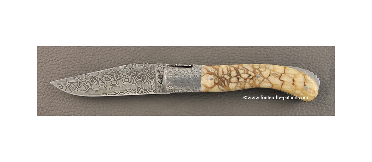 Laguiole Knife Sport Damascus Range Tiger coral Delicate file work