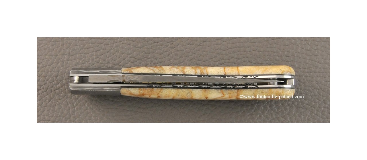 Laguiole Knife Sport Damascus Range Tiger coral Delicate file work