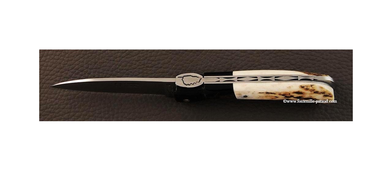 Couteau Pialincu Corse Classique Buffle brut et Bois de cerf