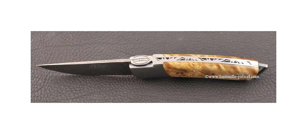 Le Thiers ® Gentleman knife Damascus Stabilized poplar burl