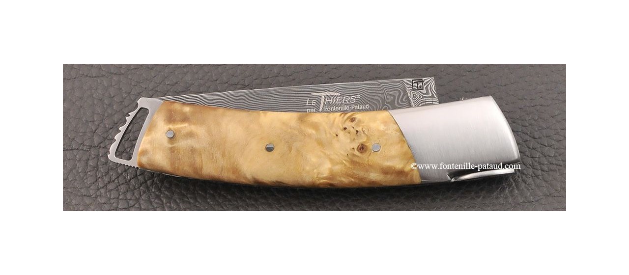 Le Thiers ® Gentleman knife Damascus Stabilized poplar burl