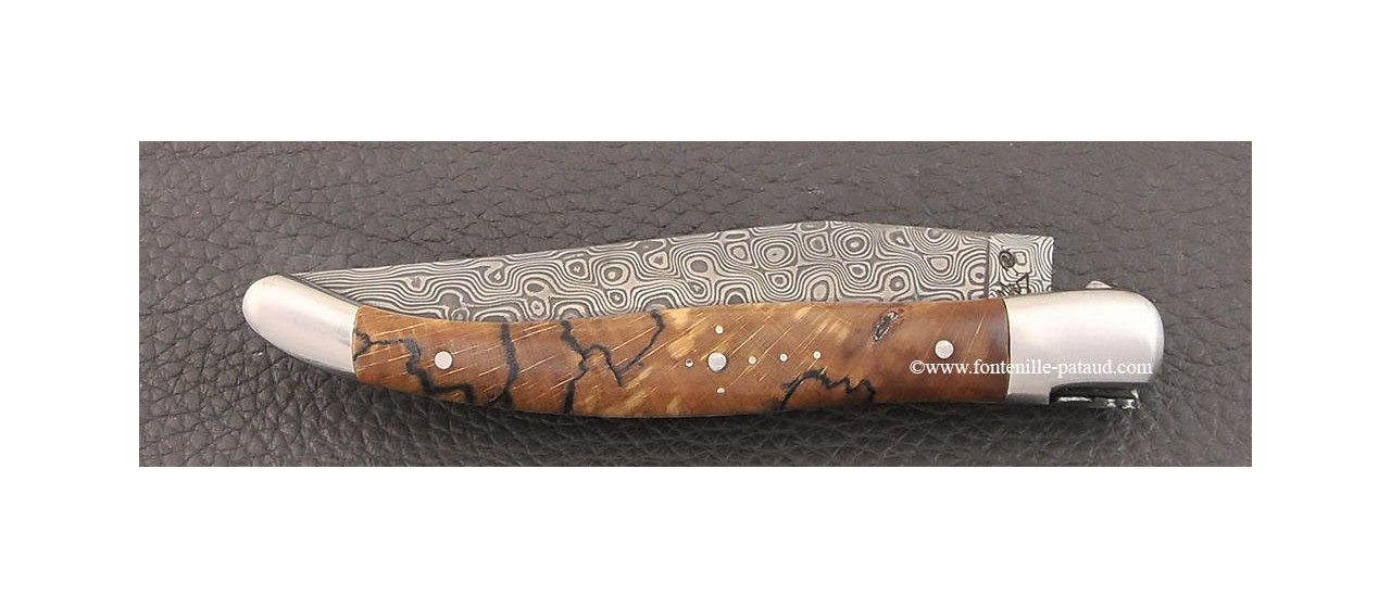 Damascus laguiole and beech handle